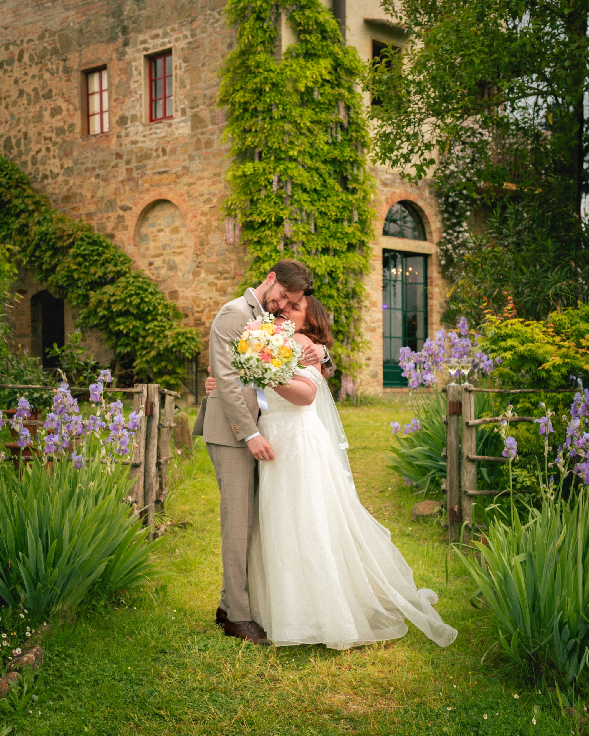 A close, candid moment between the couple
